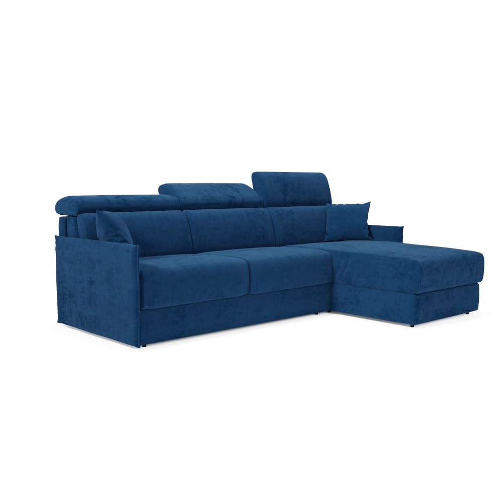 Canapé convertible d'angle - tissu bleu