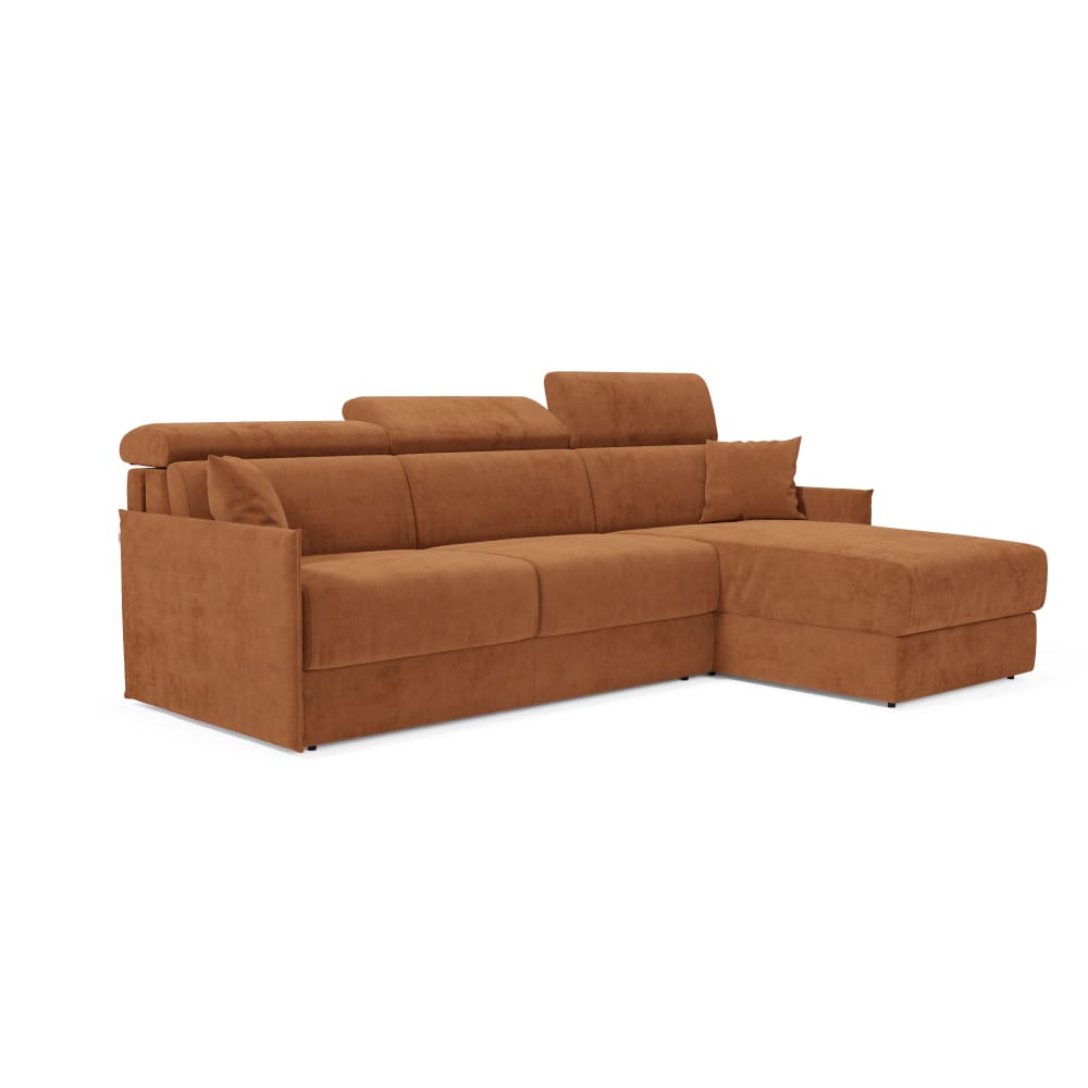 Canapé convertible d'angle - tissu orange