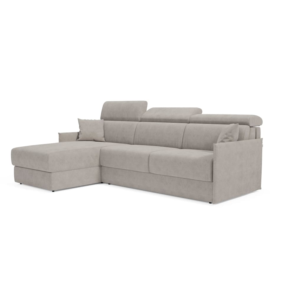 Canapé convertible d'angle - gauche tissu gris