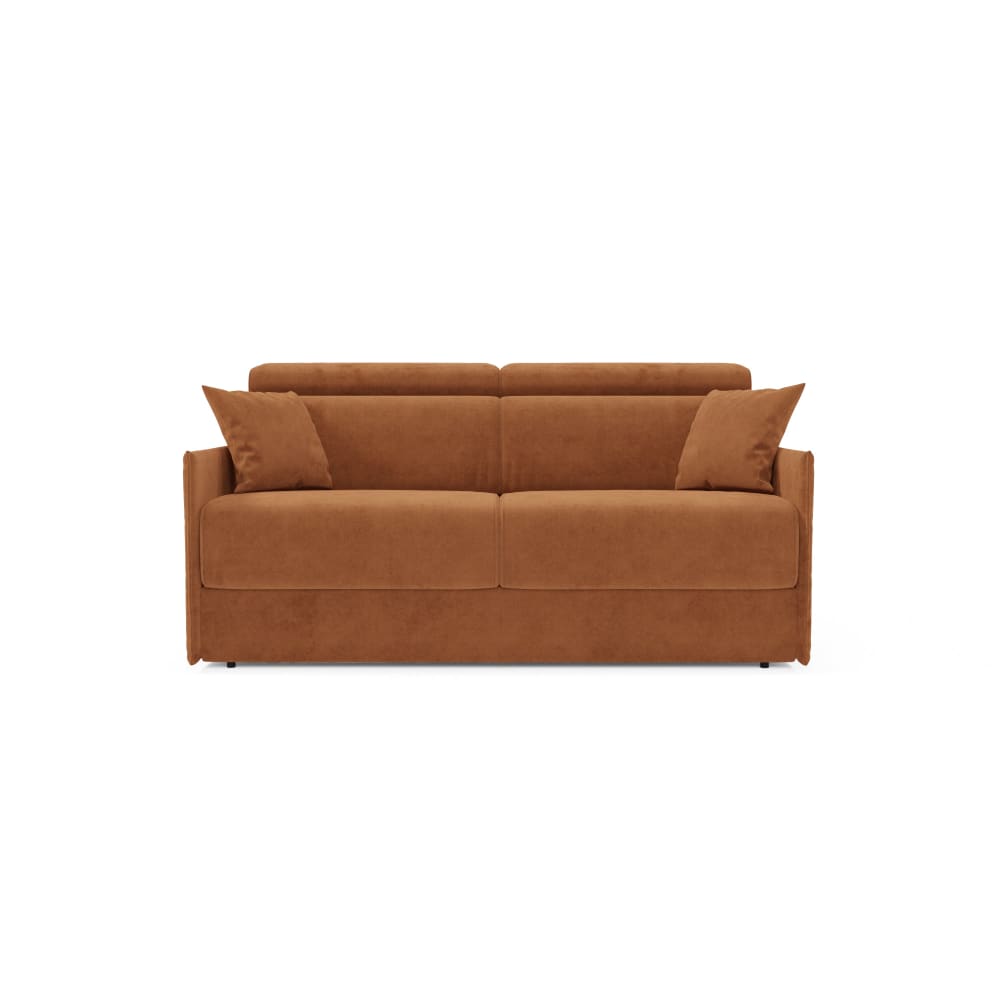 Canapé lit avec têtières inclinables 169 cm en tissu orange rouille