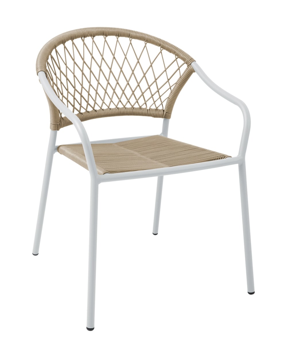 Lot de 2 chaises extérieur aluminium blanc mat et rotin 80x56cm