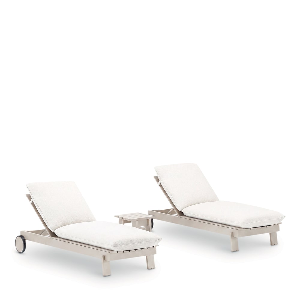 Lot de 2 bains de soleil avec table alu beige