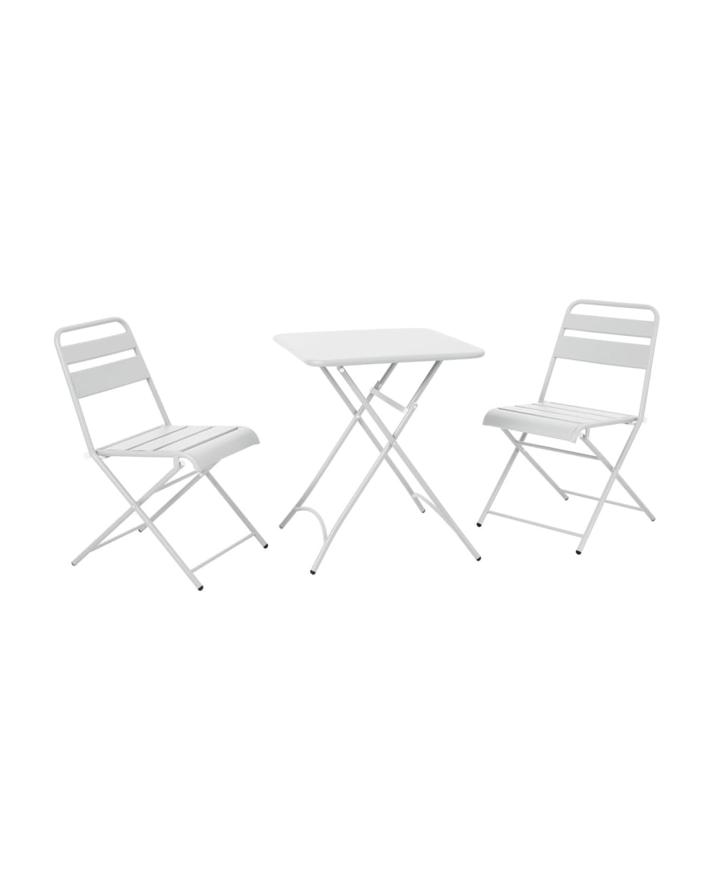 Ensemble de deux chaises et table en aluminium finition blanc mat
