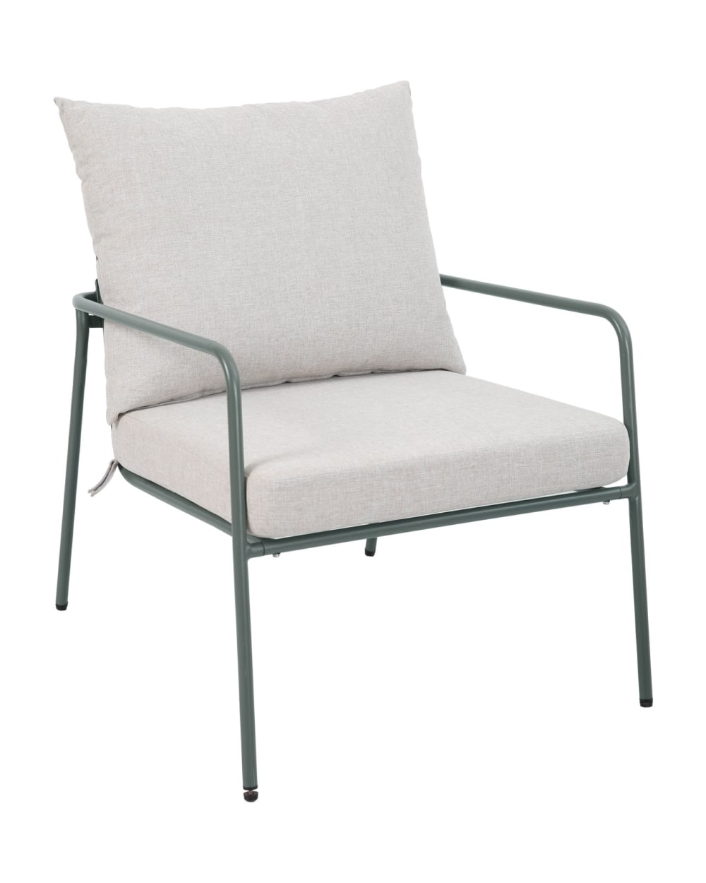 Fauteuil extérieur acier vert mat et coussins beige 66,5x70,5cm Fauteuil extérieur acier vert mat et coussins beige 66,5x70,5cm