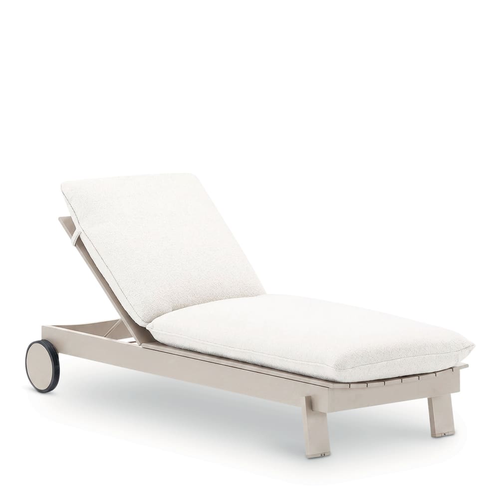 Chaise longue avec coussin en aluminium beige