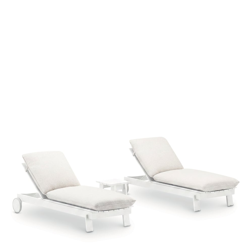 Lot de 2 bains de soleil avec table alu blanc
