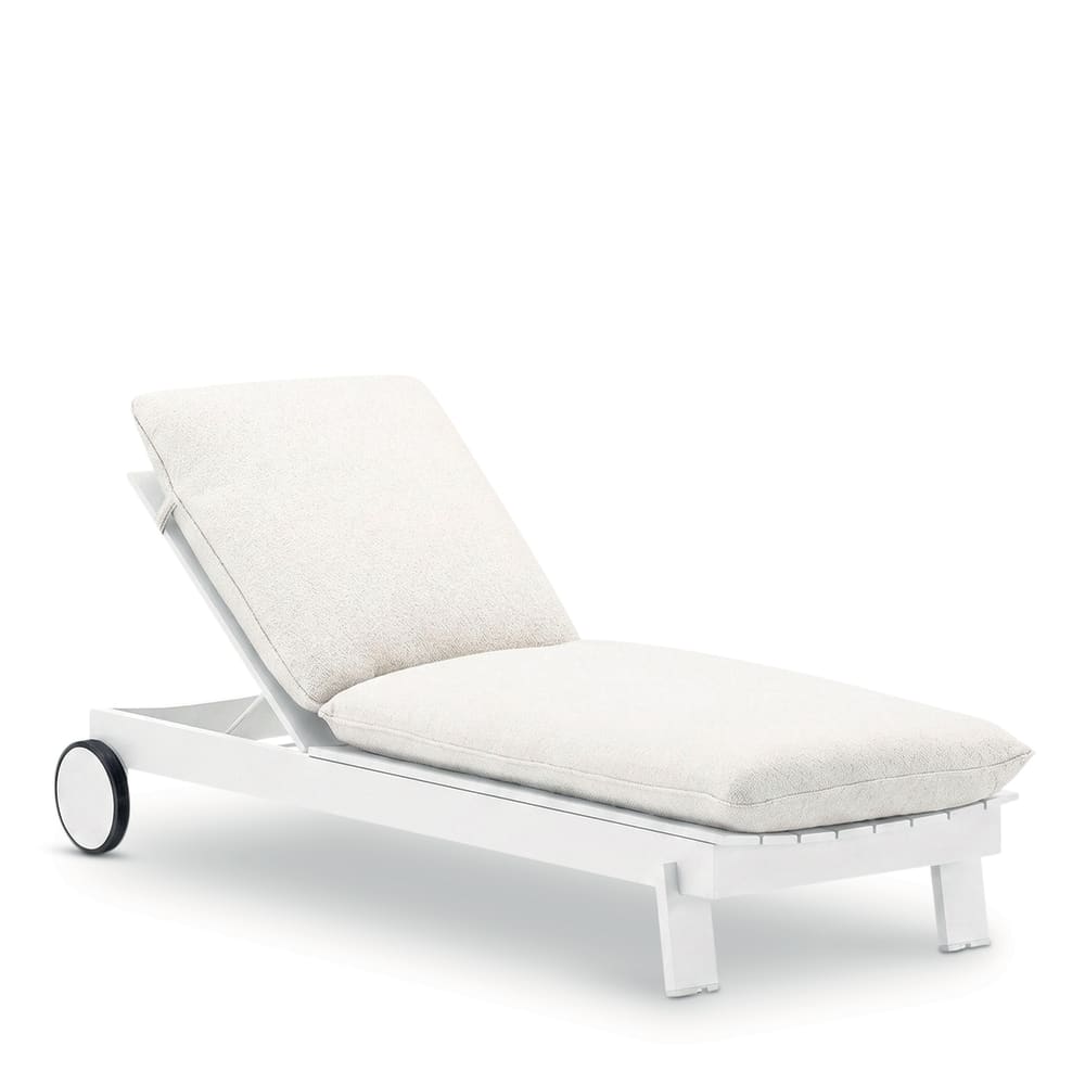 Chaise longue avec coussin en aluminium blanc