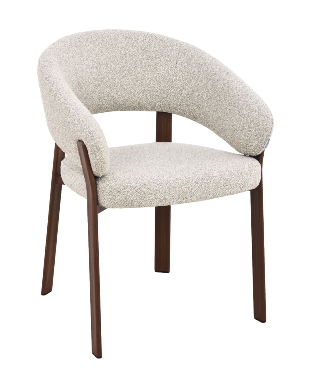 Lot de 4 chaises tapissées chenille blanc cassé pieds chêne 80x57cm