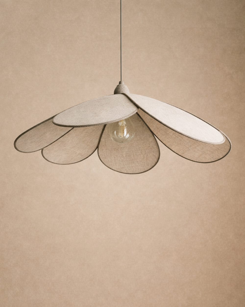 Hängelampe aus Leinen beige 58cm - Maisons Du Monde