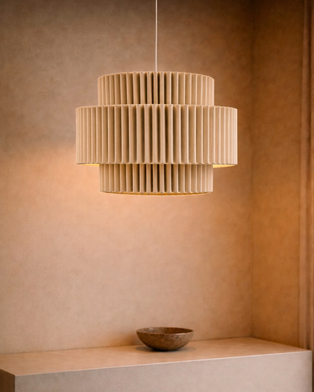 Suspension en lin coloris beige de 33cm — vue 4