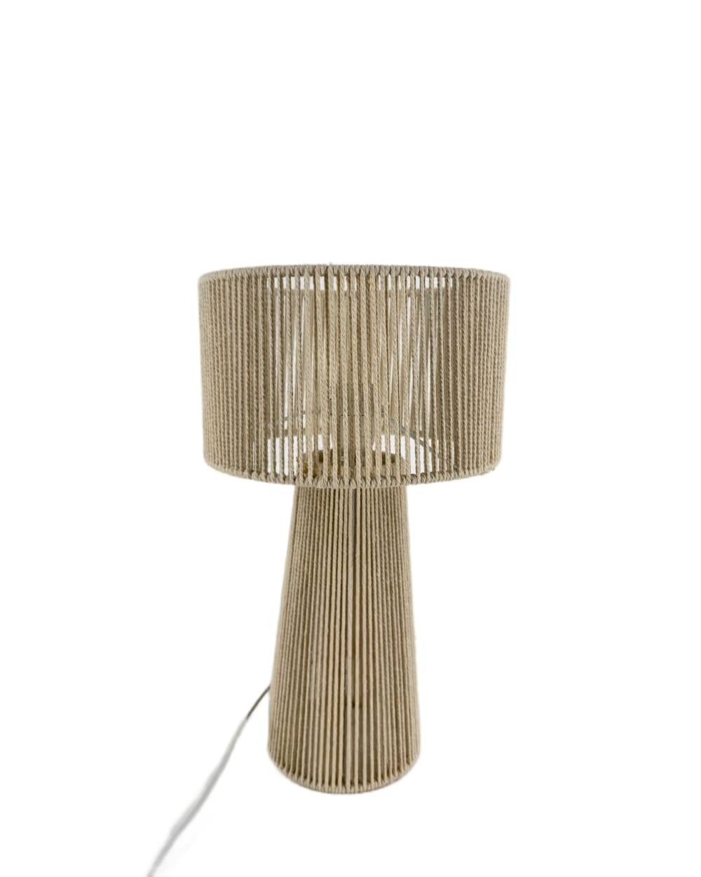Lampe à poser en papier et tissu coloris naturel de 24cm