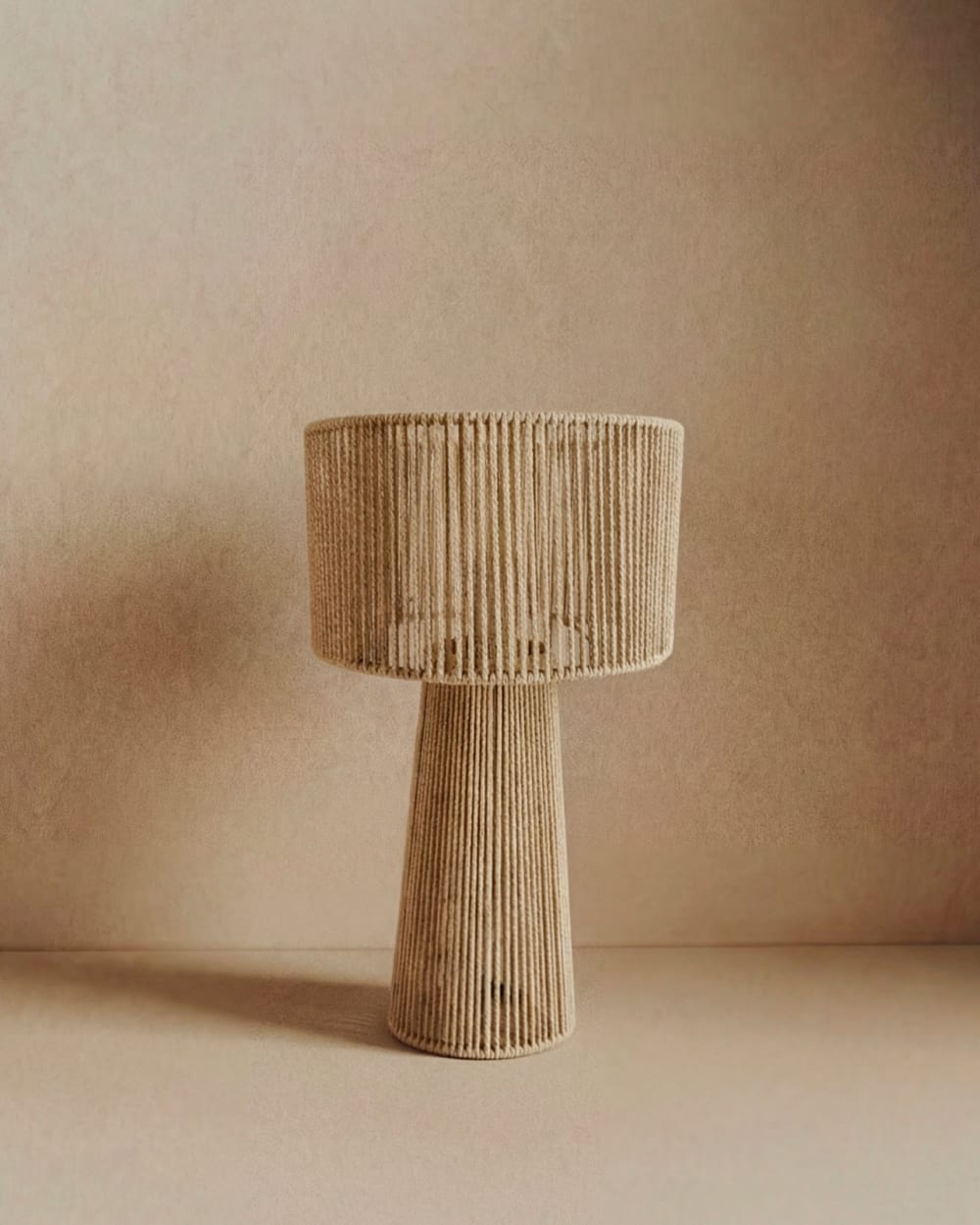Lampe à poser en papier et tissu coloris naturel de 24cm — vue 3