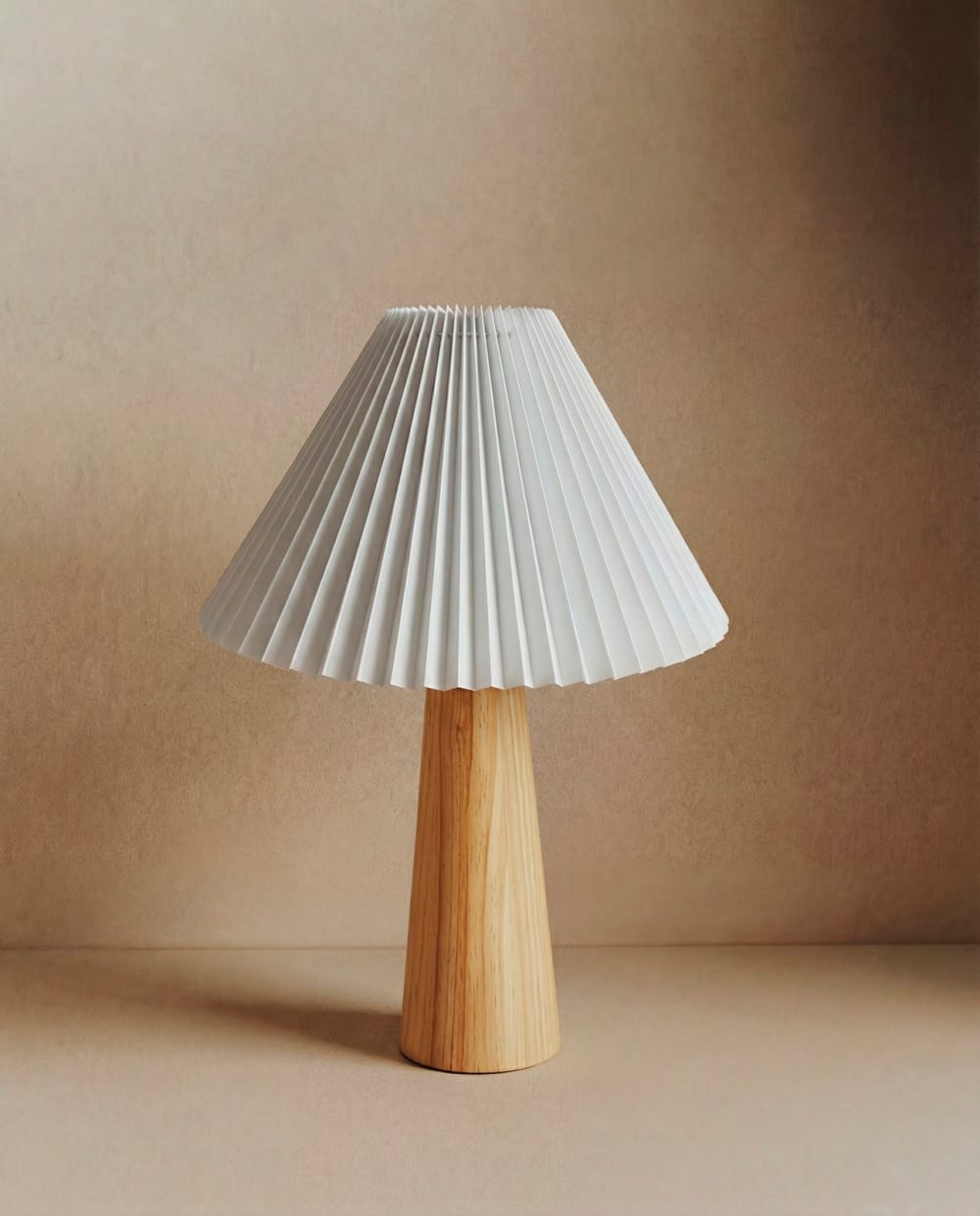 Lampe à poser bois et tissu abat-jour naturel chêne moyen 34cm — vue 4