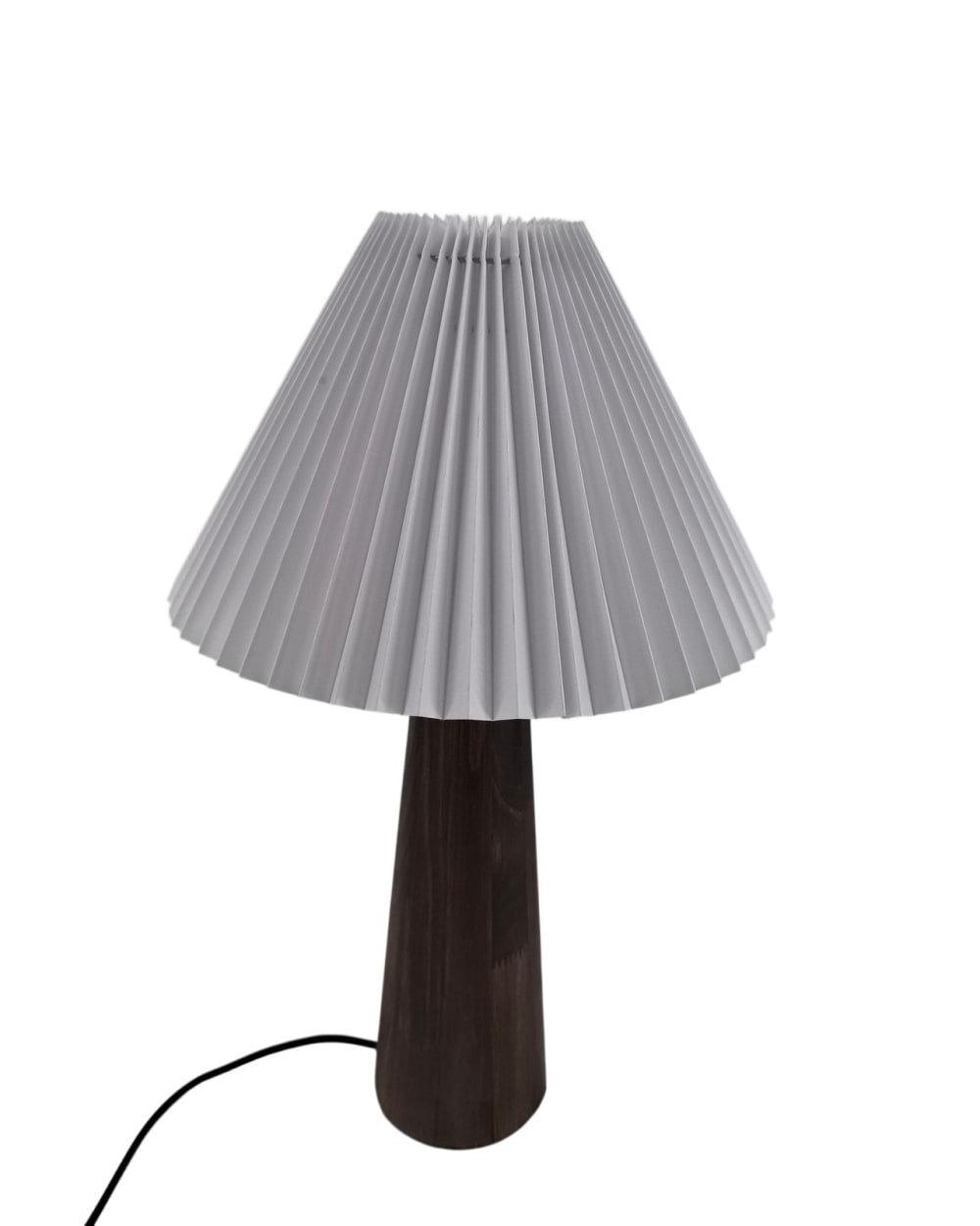 Lampe à poser bois et tissu abat-jour naturel chêne foncé 34cm