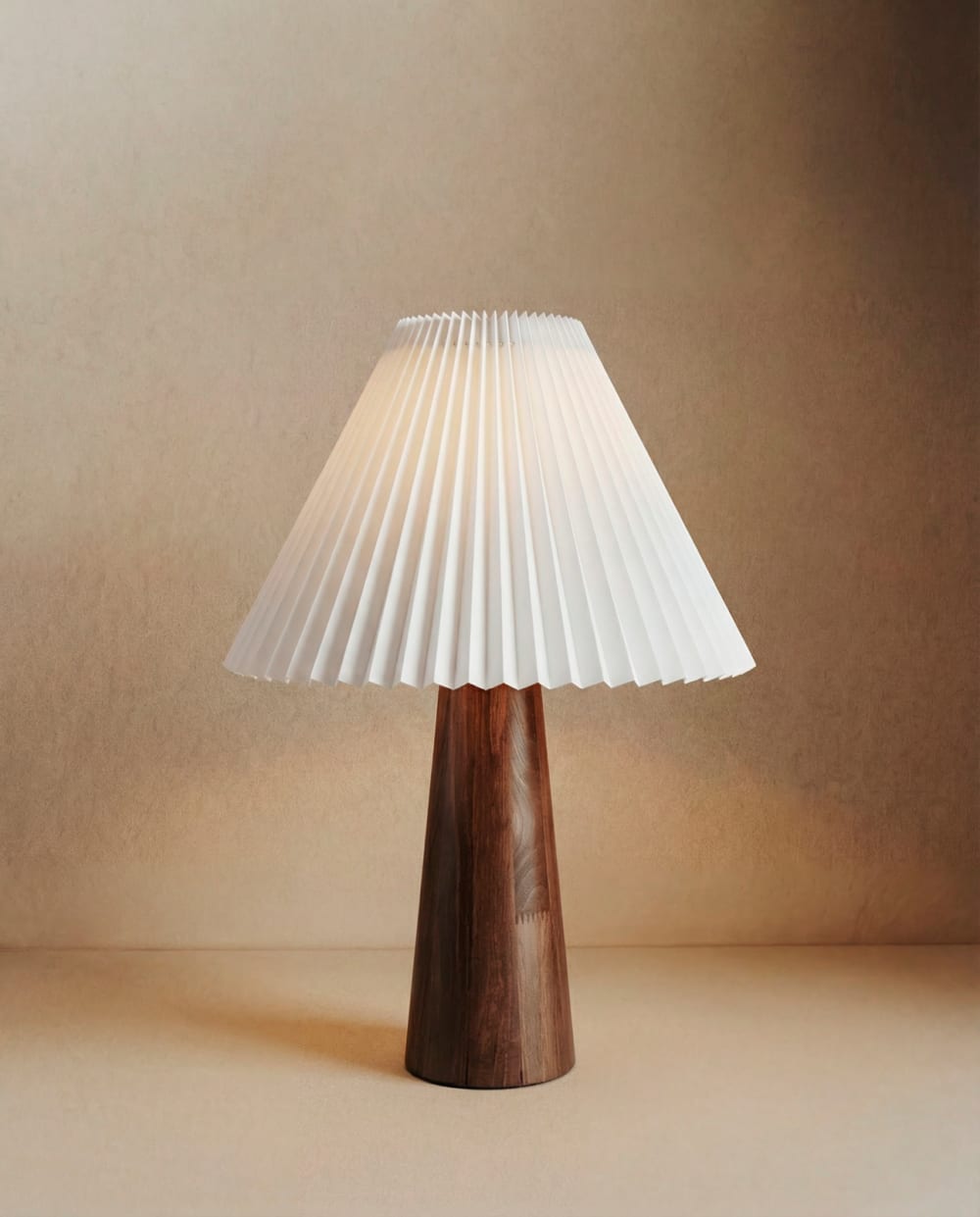 Lampe à poser bois et tissu abat-jour naturel chêne foncé 34cm — vue 3