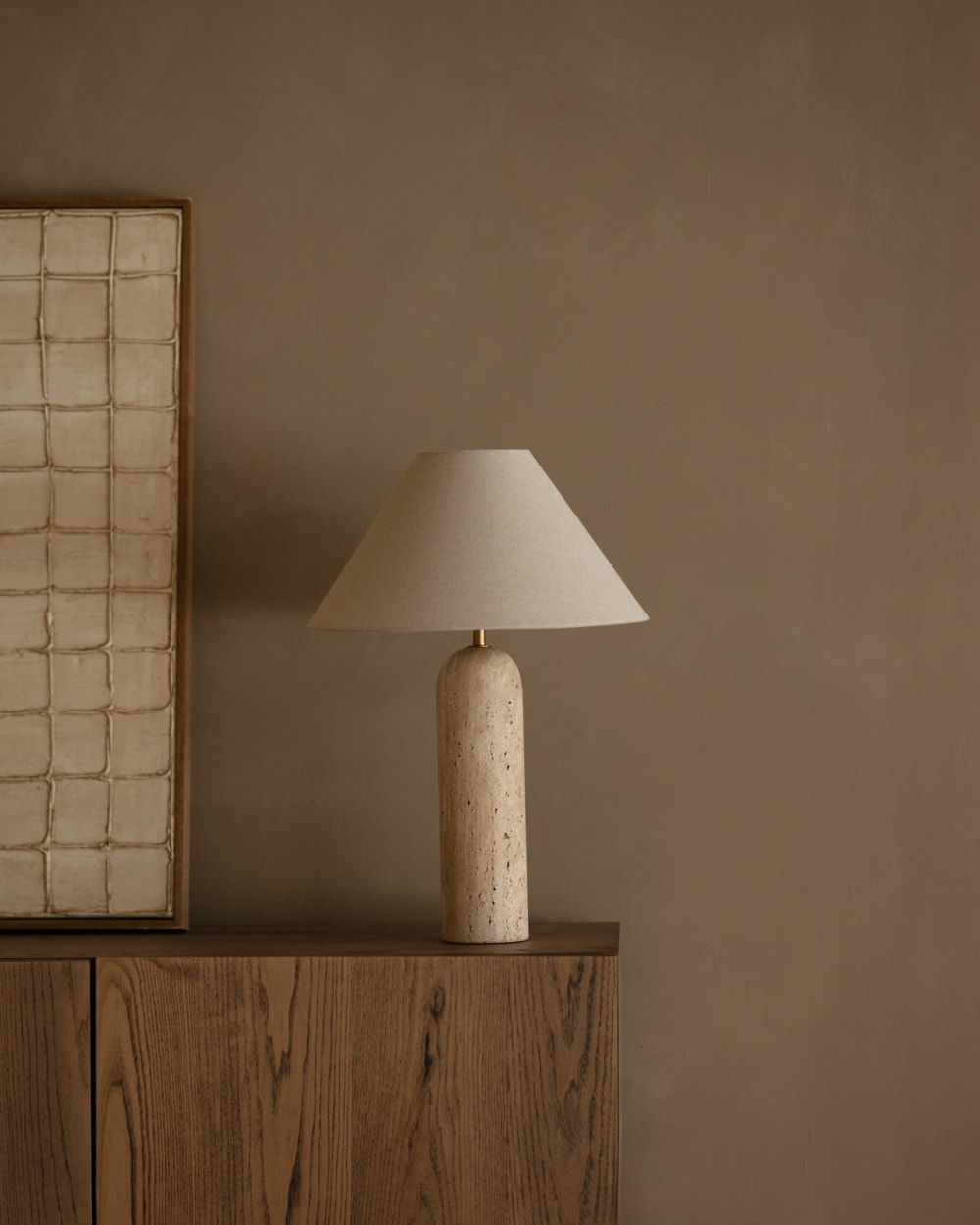 Lampe de table en marbre travertin de couleur naturelle de 51cm — vue 4