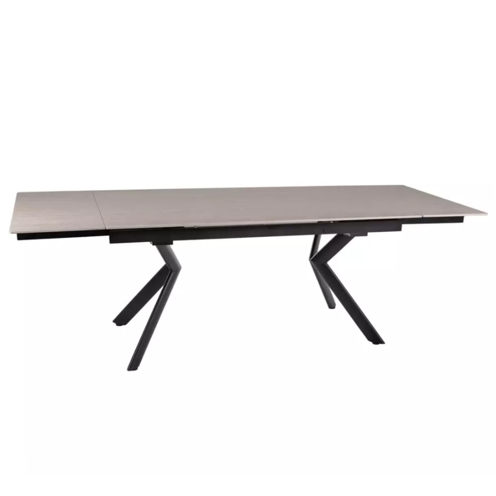 MSO Ausziehbarer Esszimmertisch aus beiger Keramik, 160 + 80 cm style industrial - Stahl