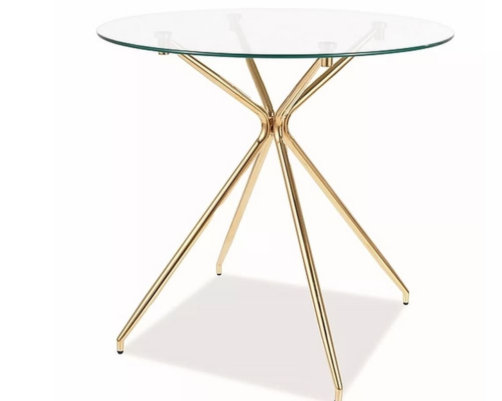 Table à manger design ronde avec plateau en verre 80cm Table à manger design ronde avec plateau en verre 80cm