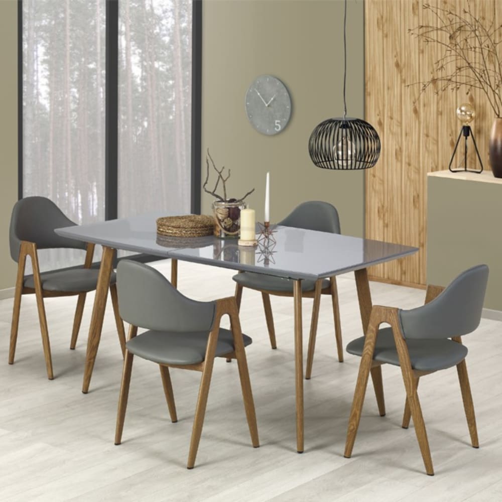 Grau lackierter Designer-Ausziehtisch 160 cm x 200 cm - Maisons