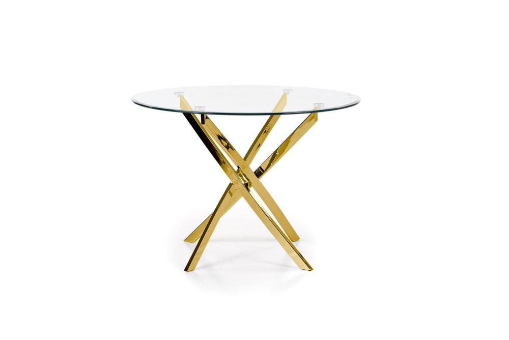 Tisch mit Glasplatte und goldenem Bein 100 cm - Maisons Du Monde