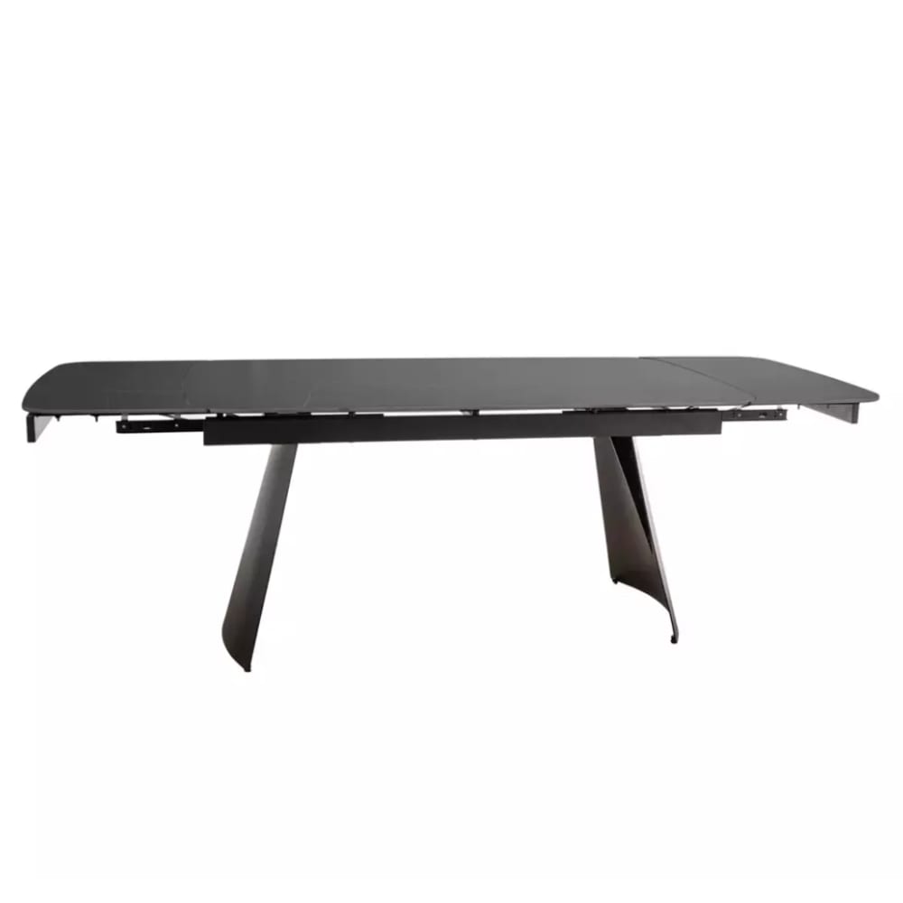 MSO Ausziehbarer Esstisch aus mattschwarzer Keramik, 160 + 80 cm style modern - Stahl