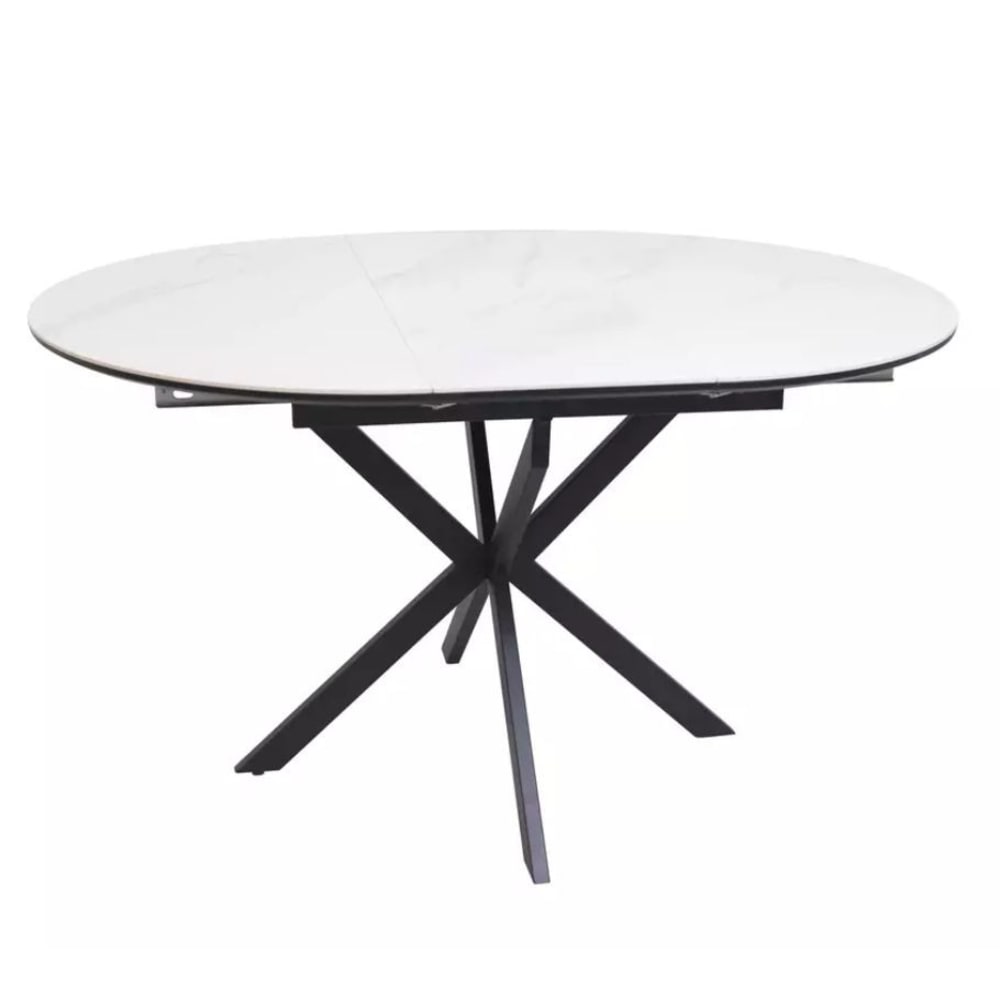 Table ronde extensible en céramique blanche 100 / 135cm