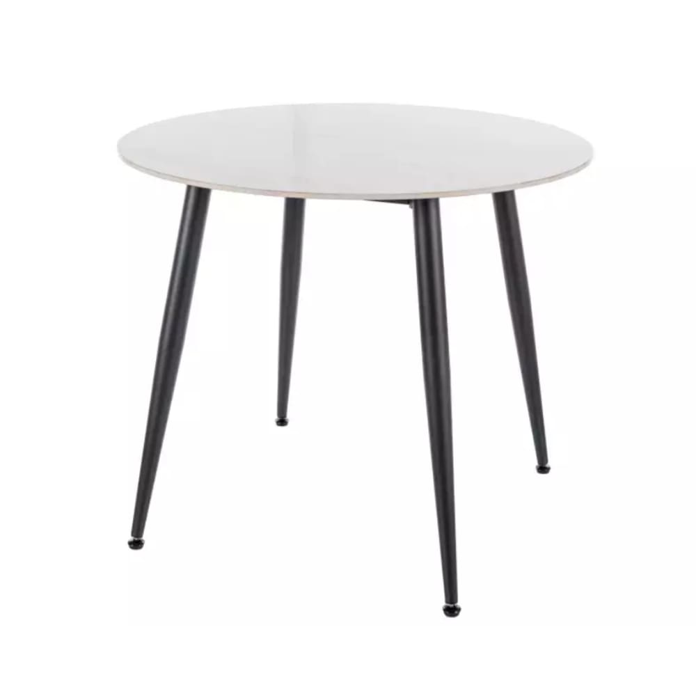 MSO Runder Tisch aus weißer Keramik und schwarzem Metall, 90 cm style modern - Keramik