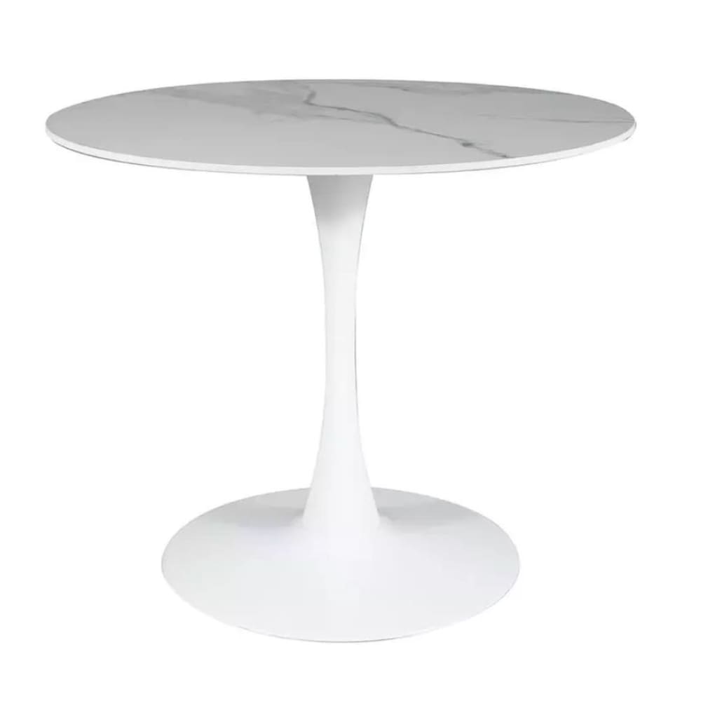 MSO Runder Tisch mit weißer Keramikplatte 90 cm style landhaus - Keramik