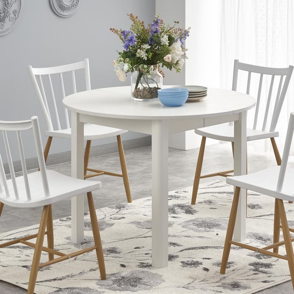 Runder weißer Esstisch mit Verlängerung - Maisons Du Monde