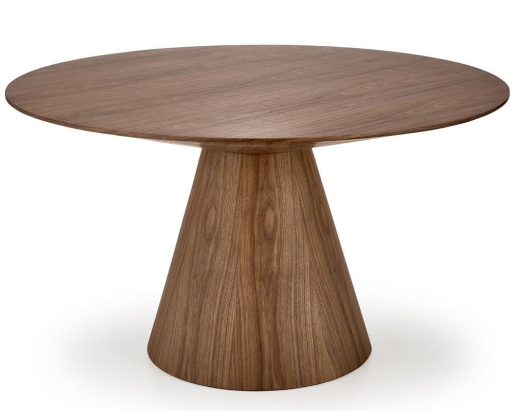 MSO Runder Tisch aus Holzfurnier mit Mittelbein 136 cm style landhaus Braun Holz