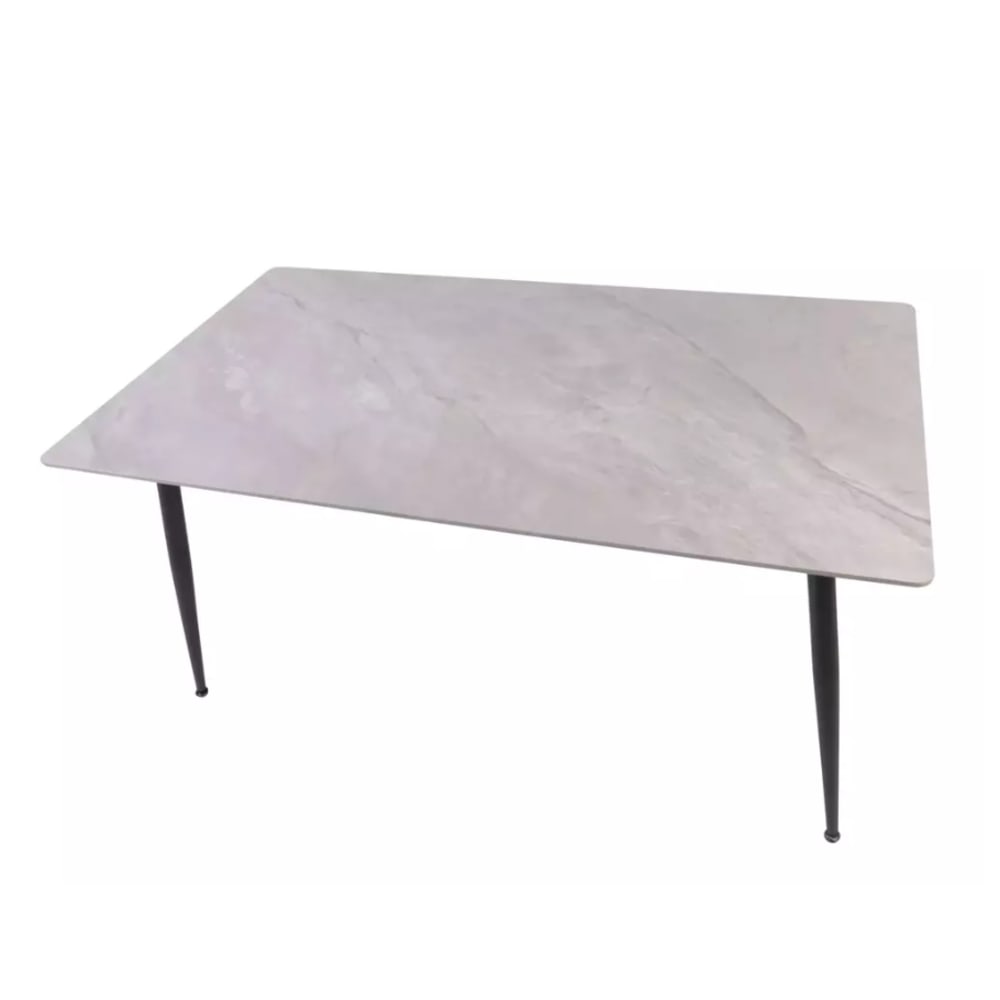 Esszimmertisch aus glänzender grauer Keramik, 160 cm - Maisons Du