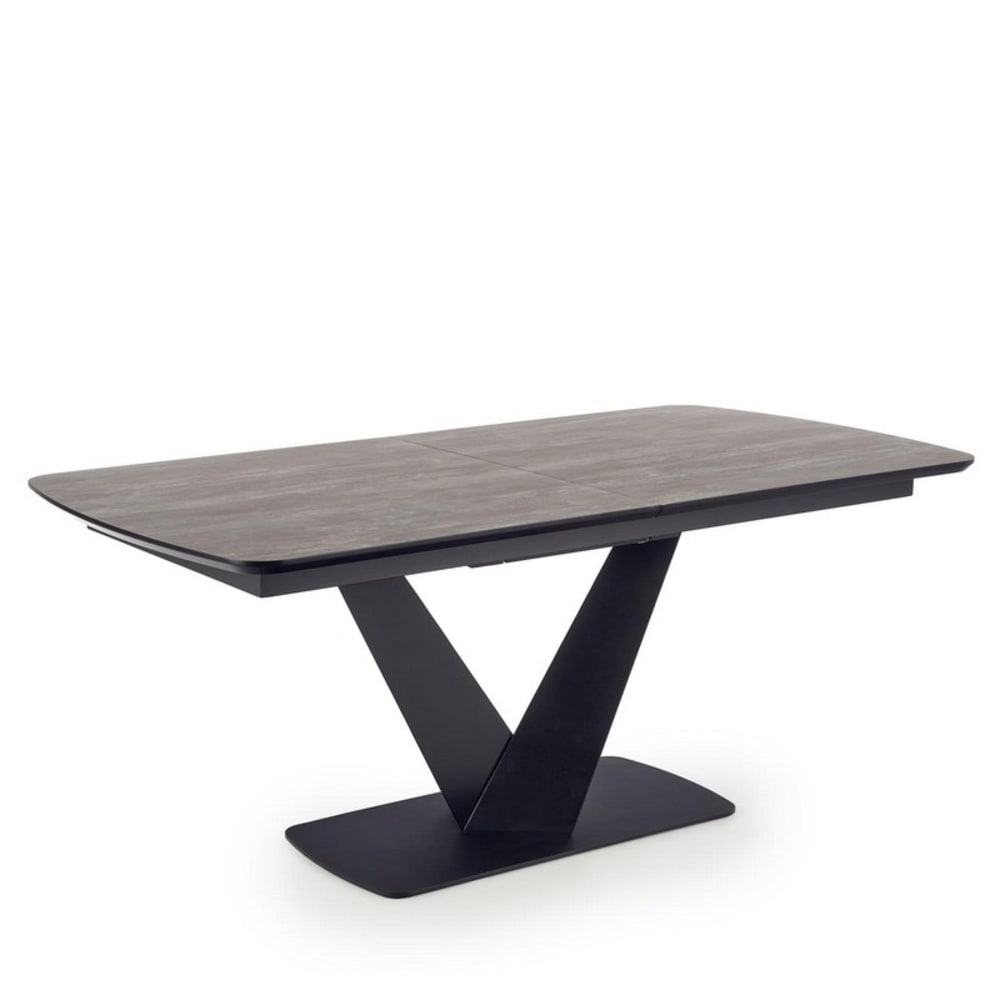 MSO Designer-Esstisch mit zentralem schwarzem Metallbein 180-230x95cm style modern - Holz