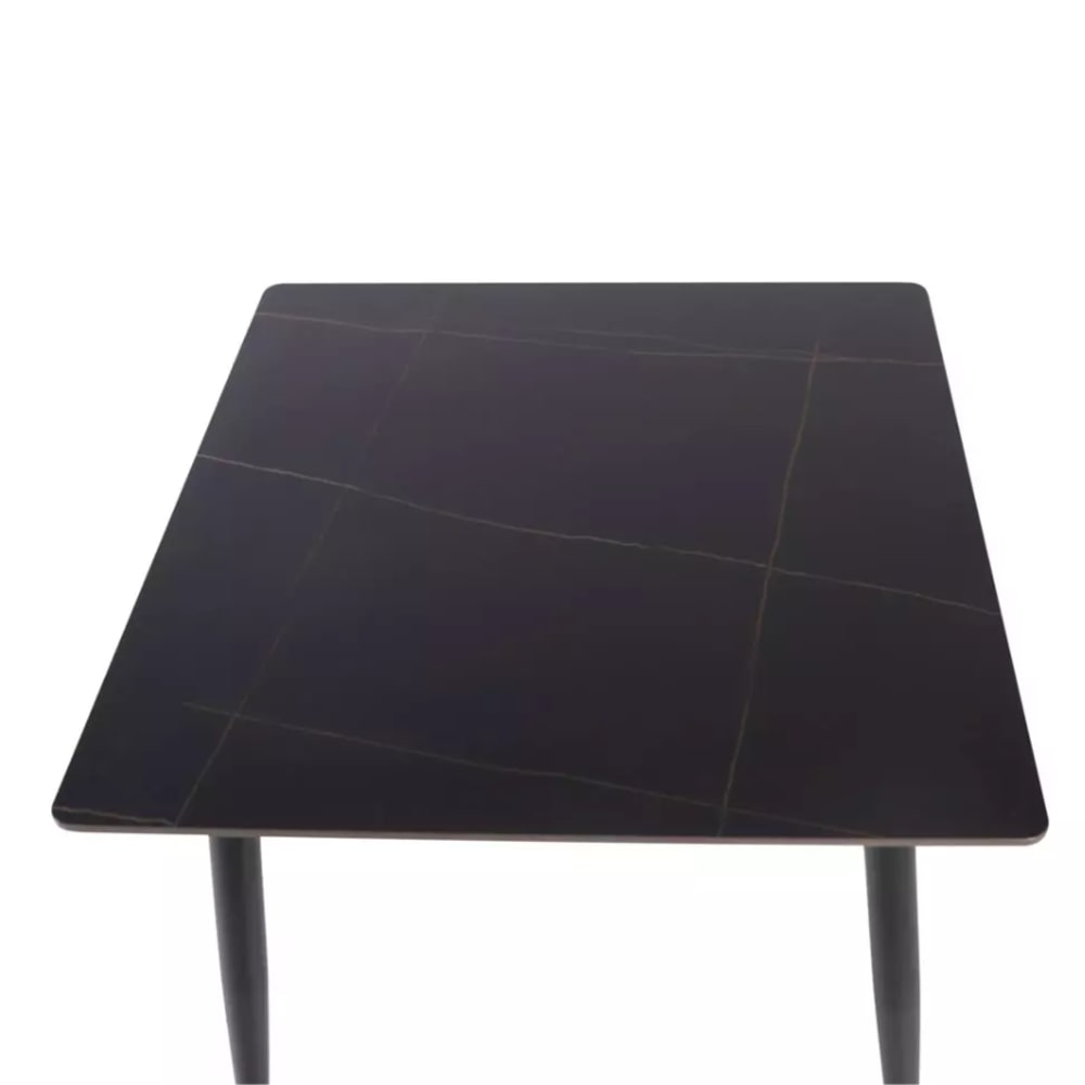 Quadratischer Esszimmertisch aus mattschwarzer Keramik, 80 cm -