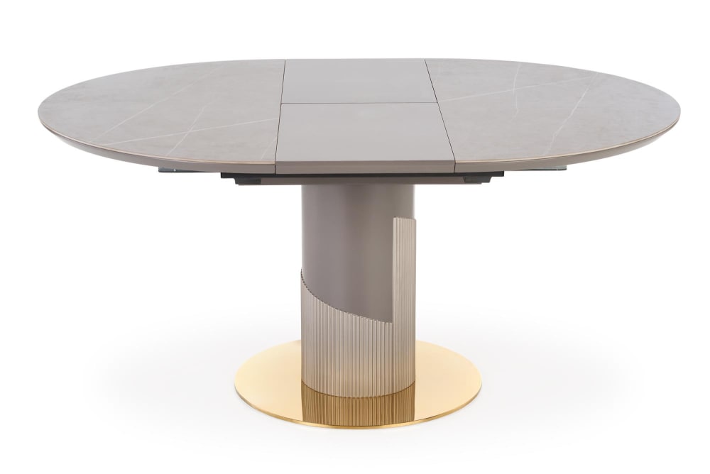 Table ronde extensible en céramique avec plateau aspect marbre Table ronde extensible en céramique avec plateau aspect marbre
