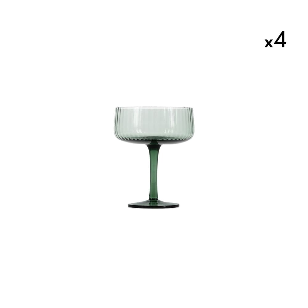 Lot de 4 verres à champagne verts en verre 23 cl