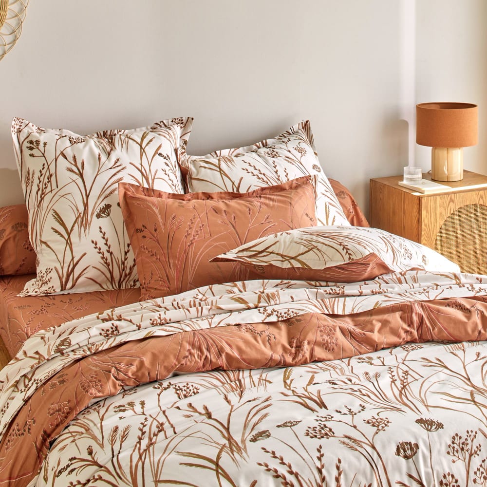Drap-housse en coton orange terracotta 140x190x28cm — vue 3