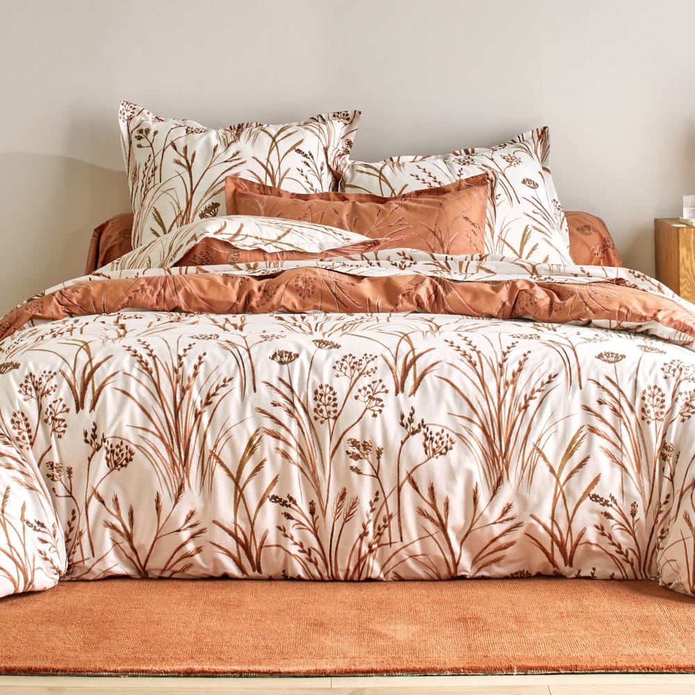 Drap-housse en coton orange terracotta 140x190x28cm — vue 4