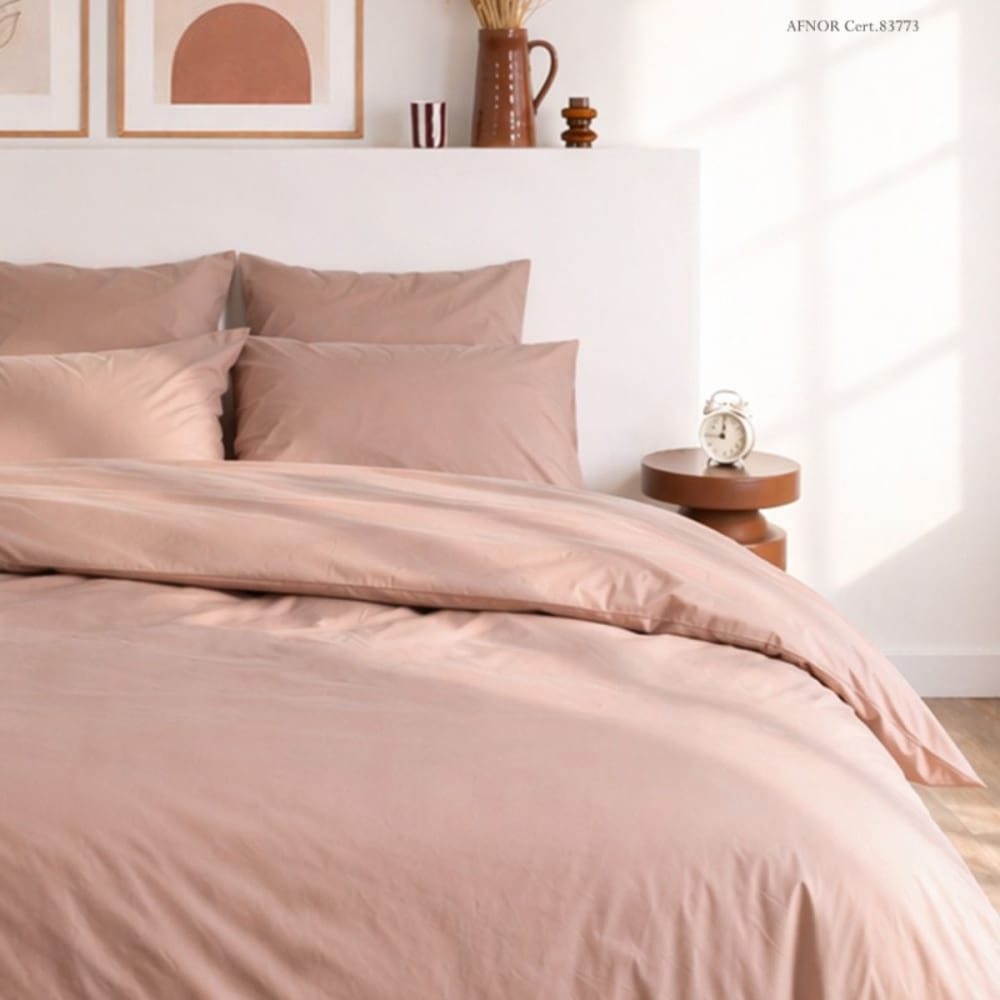 Parure de lit en percale - rose