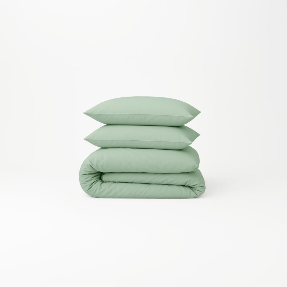Parure de lit en percale de coton bio vert sauge 240x220 — vue 3