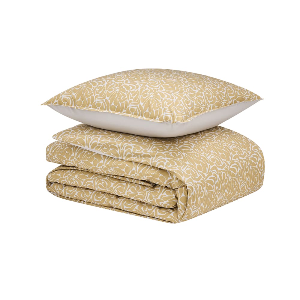Parure de lit en percale de coton jaune 260x240 cm — vue 3