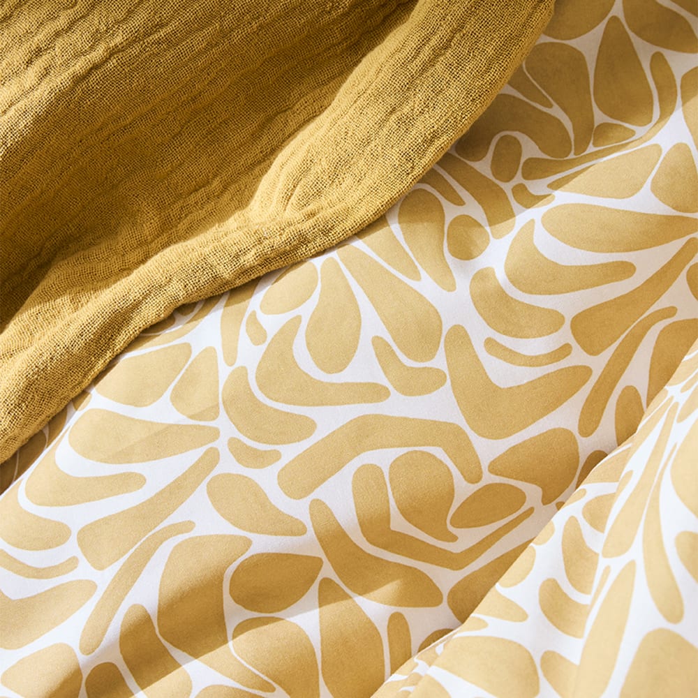 Parure de lit en percale de coton jaune 260x240 cm — vue 4