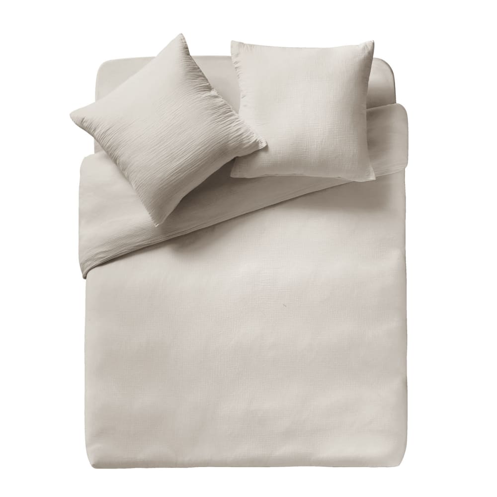 Parure de lit unie en gaze de coton lavée, taies rectangles, tendresse — vue 4