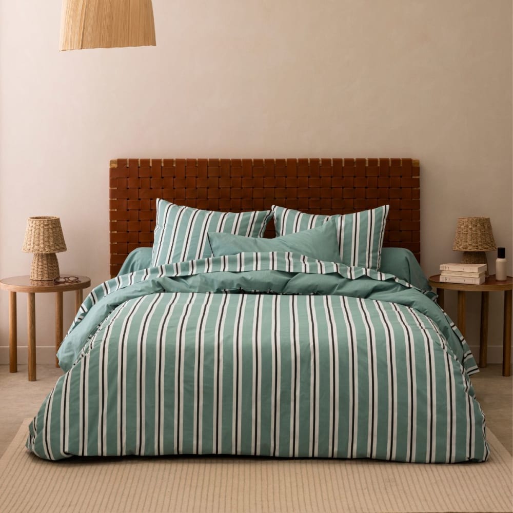 Parure de lit en coton et viscose de bambou marron 140x200