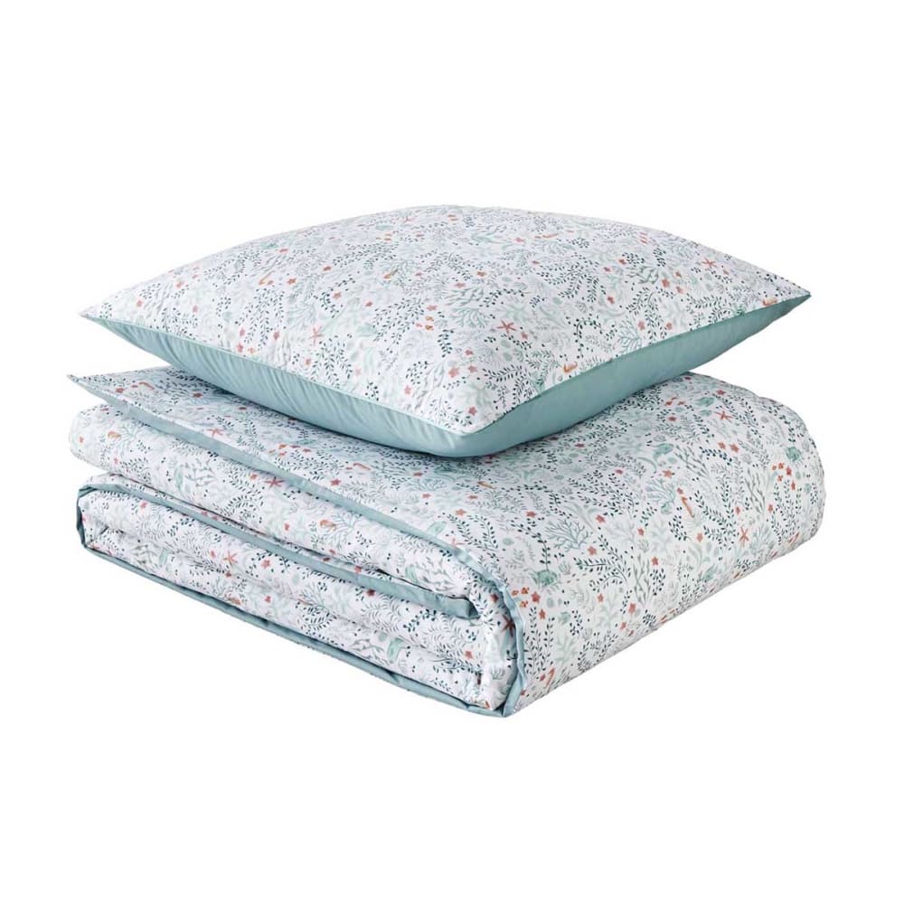 Parure de lit en percale de coton bleu 140x200 cm — vue 3