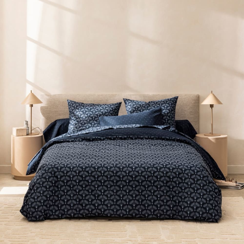 Parure de lit en microfibre bleu marine 140x200