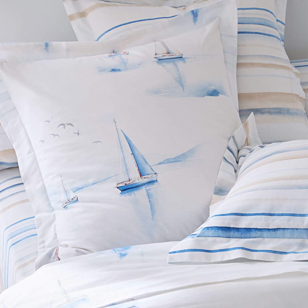 Taie volant en coton bleu 65x65cm — vue 4
