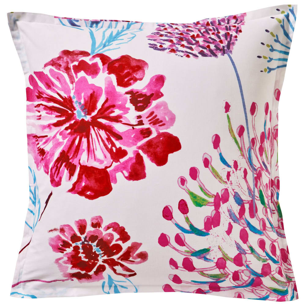 Taie volant en coton rose 63x63cm