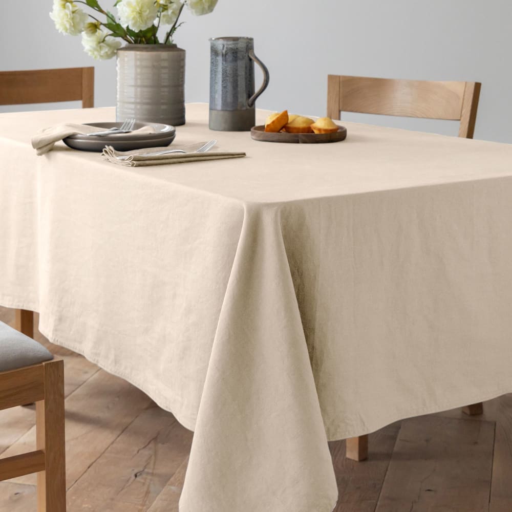 Nappe en coton blanc craie 150x150cm Nappe en coton blanc craie 150x150cm