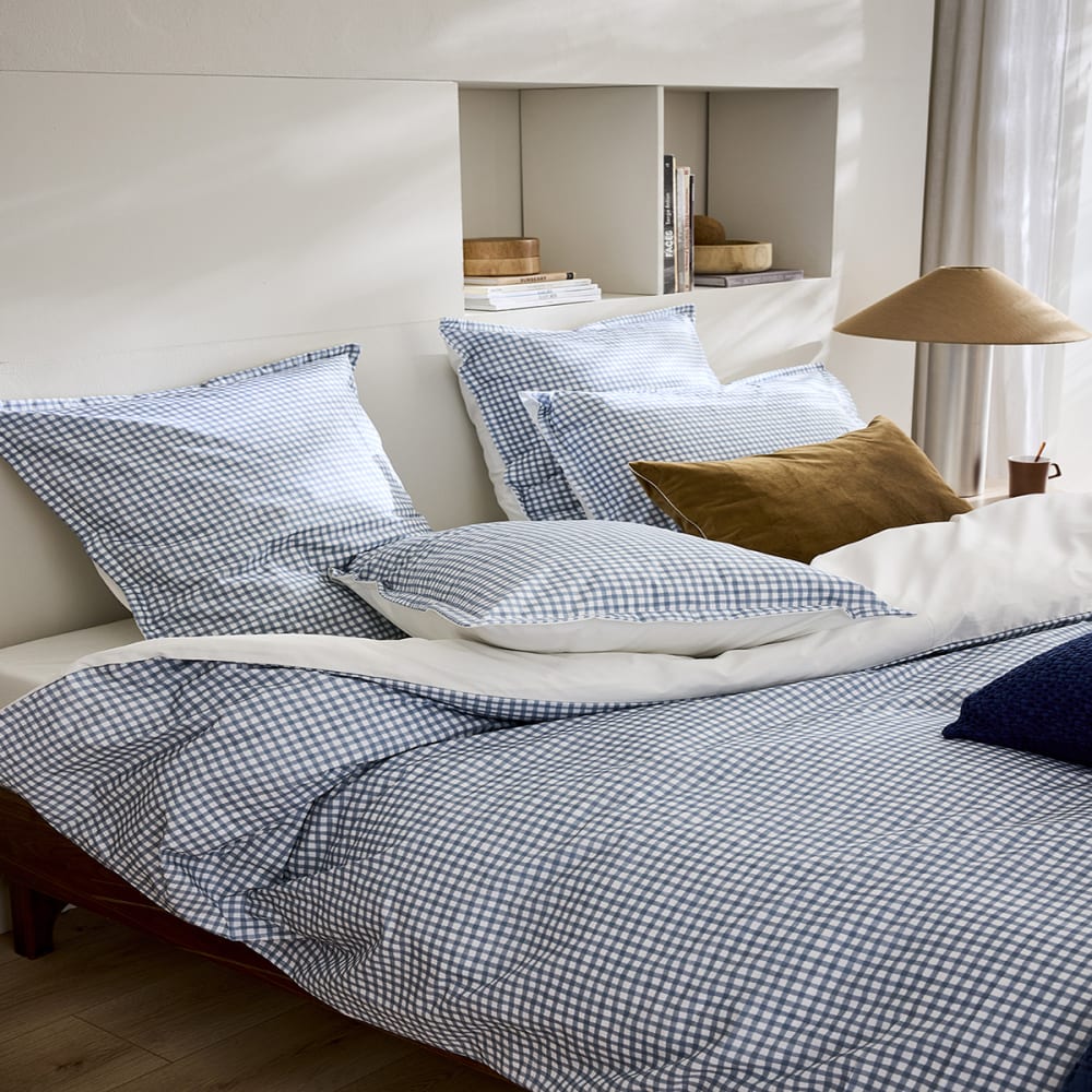Parure de lit en percale de coton bleu 260 x 240 cm — vue 3