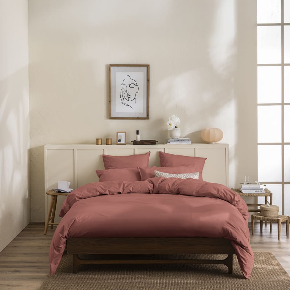 Parure de lit en percale - rose